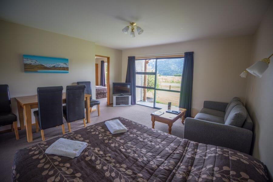 Interior view of 1-bedroom unit at Mt Cook View Motel in Fox Glacier